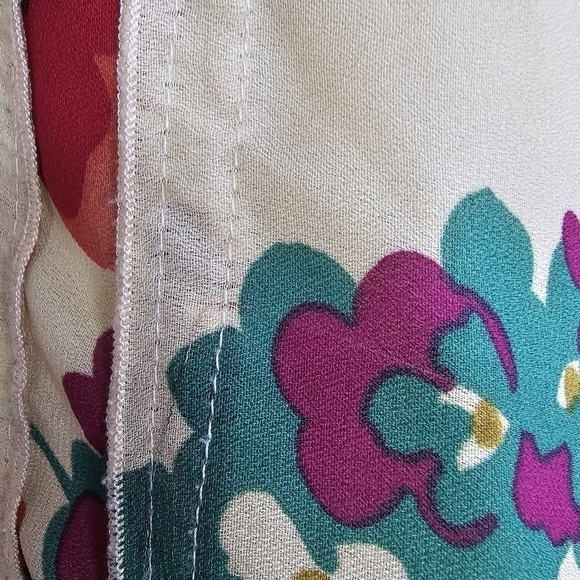 Boho floral multicolored over cream a-line tiered midi skirt - Picture 8 of 16